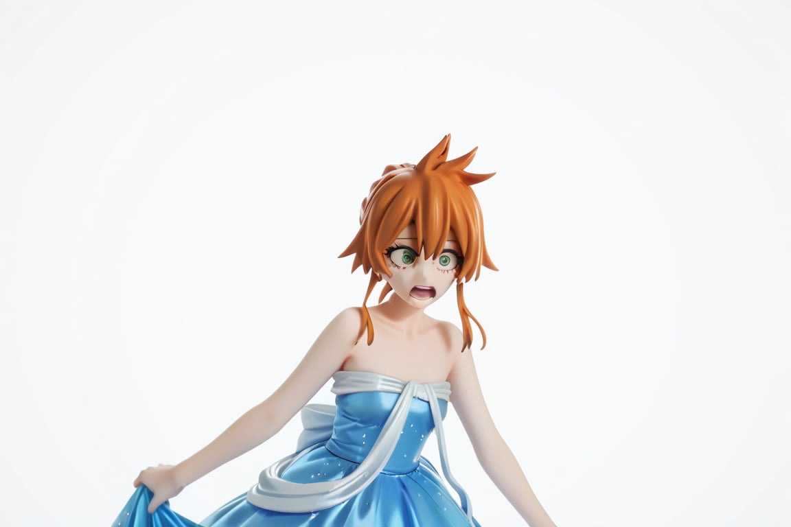 score_9, score_8_up, score_7_up, score_6_up, score_5_up, score_4_up, BREAK, , 1girl, Kendo, orange hair, green eyes, pageant dress, blue dress, strapless, 

,(( white background, blank background))