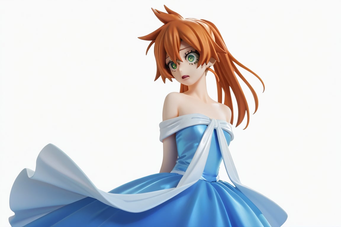 score_9, score_8_up, score_7_up, score_6_up, score_5_up, score_4_up, BREAK, , 1girl, Kendo, orange hair, green eyes, pageant dress, blue dress, strapless, 

,(( white background, blank background))