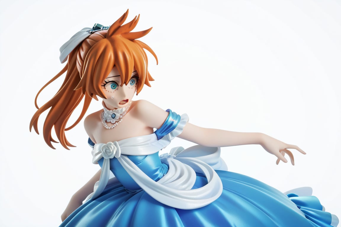 score_9, score_8_up, score_7_up, score_6_up, score_5_up, score_4_up, BREAK, , 1girl, Kendo, orange hair, green eyes, pageant dress, blue dress, strapless, 

,(( white background, blank background))