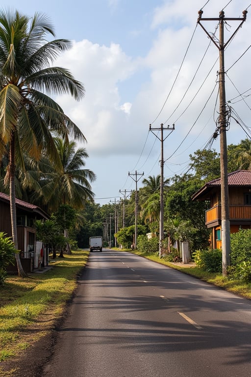 a road towards a malay village 