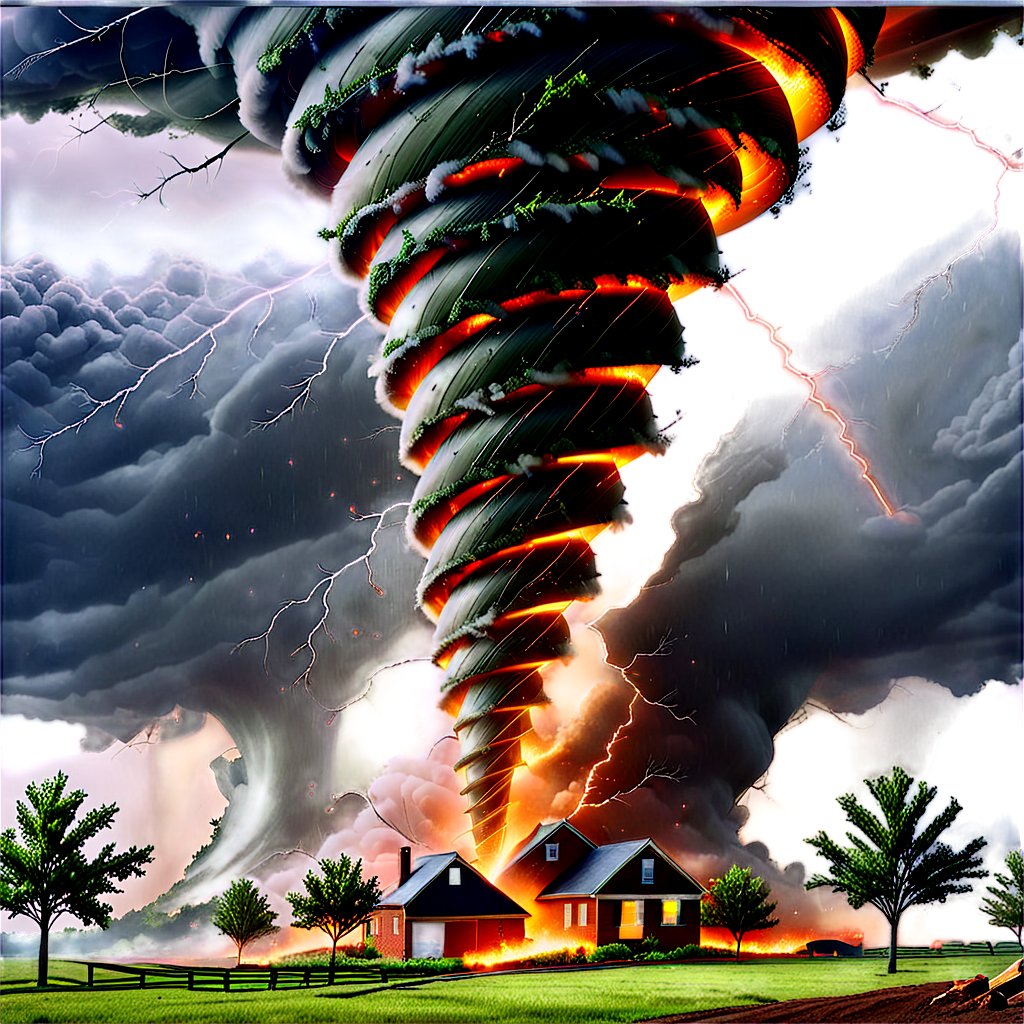 realistic image of a tornado ravaging a random landscape, (details:4.0), dark lighting,ral-embrglt