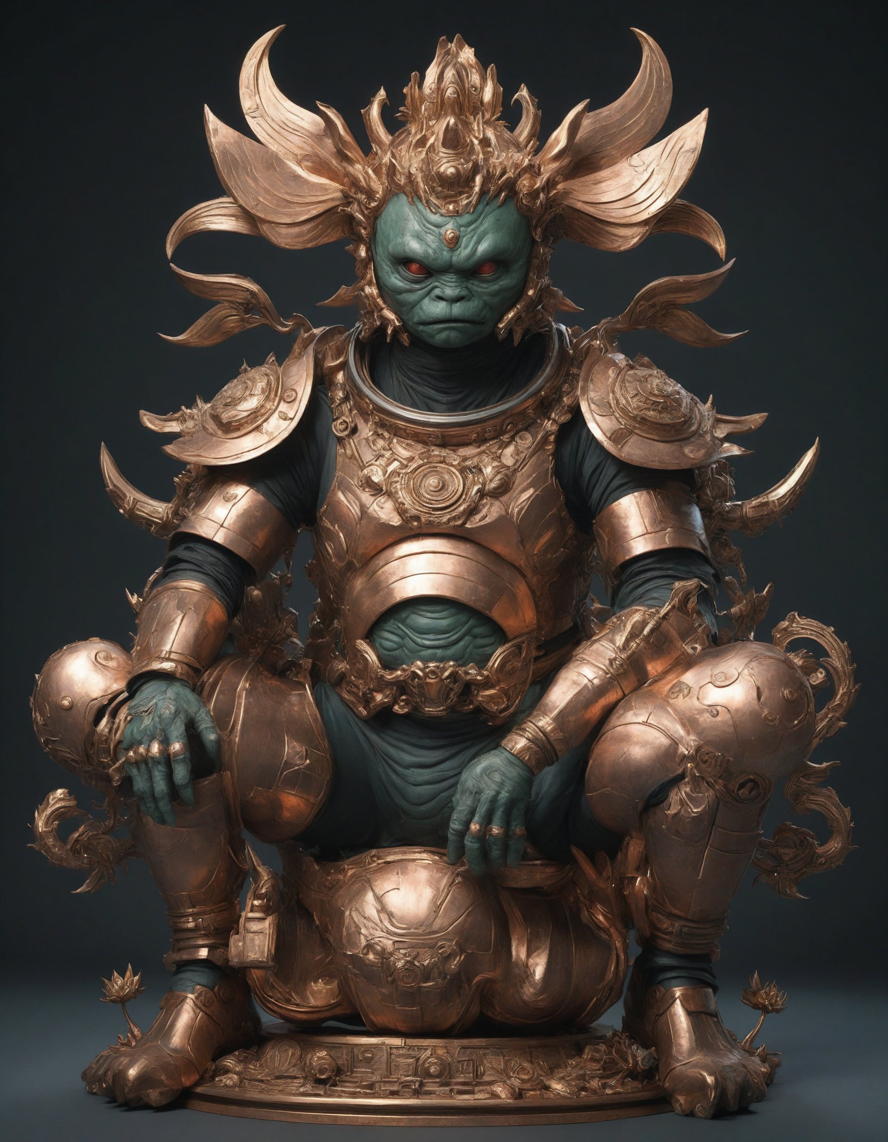 a beautiful rendition of astronaut,insanely detailed and intricate,copper  ratio,hypermaximalist,matte,cinematic,James  froud,ross tran,,LuxTechAI ,,monster ,TransformersStyle 
Budha lotus pose barong goodness good  icon  samurai