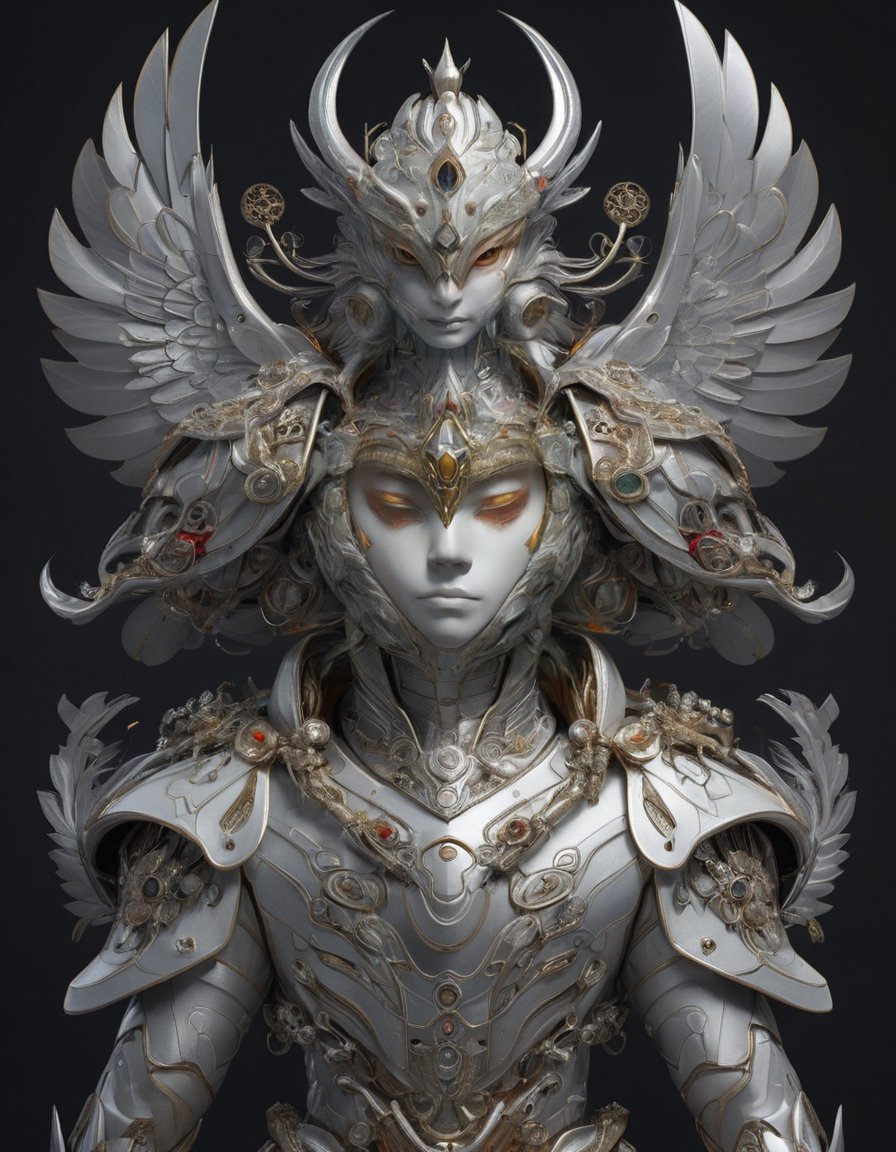 a beautiful rendition of astronaut,insanely detailed and intricate]silver   ratio,hypermaximalist,matte,cinematic,James  froud,ross tran,,LuxTechAI ,,monster ,TransformersStyle 
Budha lotus pose barong goodness good  icon  samurai angel wings 