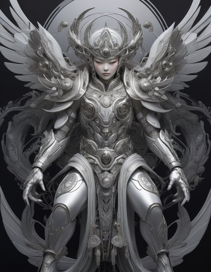 a beautiful rendition of astronaut,insanely detailed and intricate]silver   ratio,hypermaximalist,matte,cinematic,James  froud,ross tran,,LuxTechAI ,,monster ,TransformersStyle 
Budha lotus pose barong goodness good  icon  samurai angel wings 