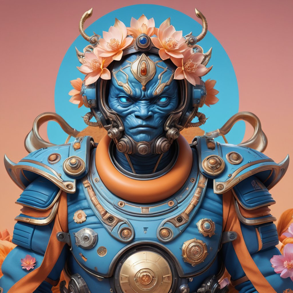 a beautiful rendition of astronaut,insanely detailed and intricate,Ásia traditional ratio,hypermaximalist,matte,cinematic,James  froud,ross tran,,LuxTechAI ,,monster ,TransformersStyle 
Budha lotus pose barong goodness good  icon  samurai peony  Sakura
Garuda humongous  blue marine orange colours