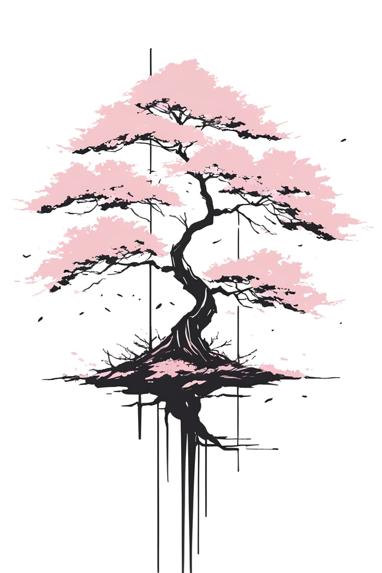 low details, high quality, beautiful, awesome, coloring page, minimal draw, rural tokyo, sakura tree, only black lines, white background, epic draw, simple, no color.