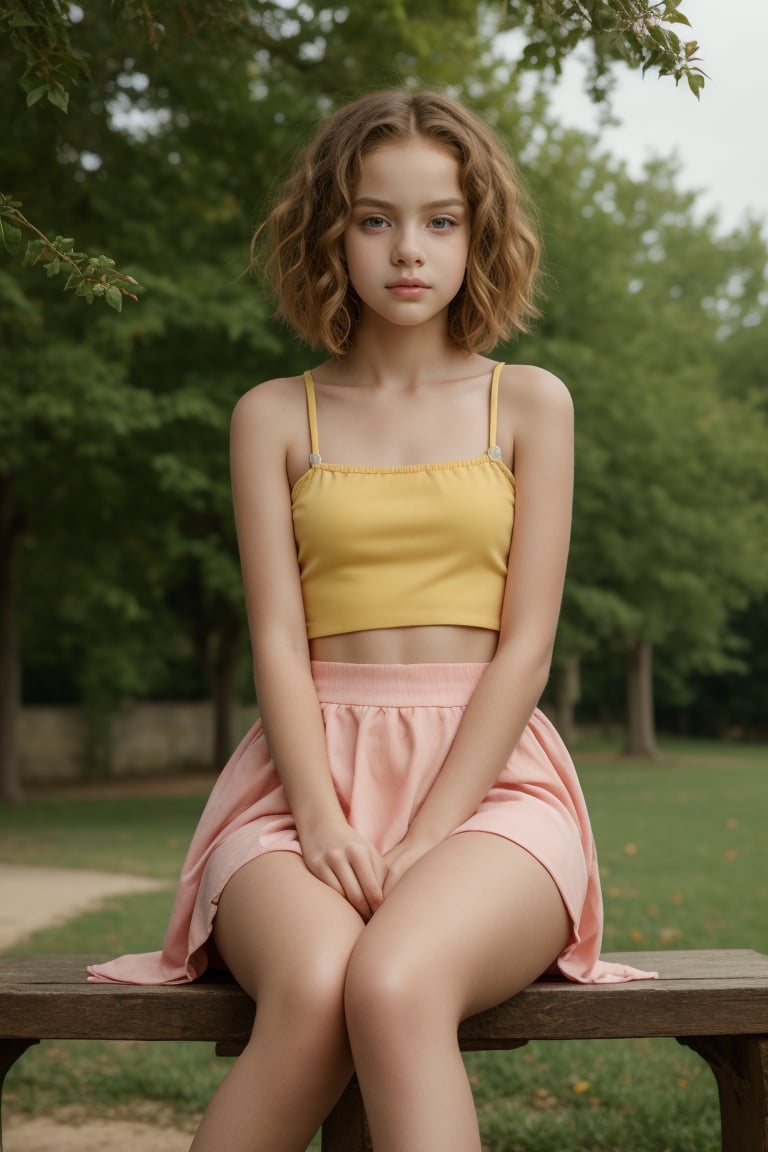 (beautiful face, 8K, HDR, HD.Masterpiece, Hyperrealistic),Full body view of a tween girl with well-formed body and short hair, 11yo, italian, nice hip, nice waist, outside, photorealistic, photography,(sitting or standing in alluring pose),Ultra-Realitic, Ultra-sharp. Vibrant,