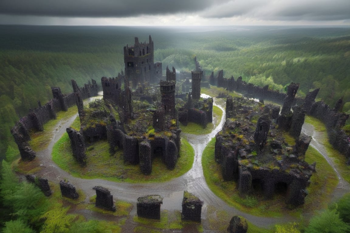 City of Blackheads - Part of a ruined city on Earth.
around rainy forest.
Mouse City.