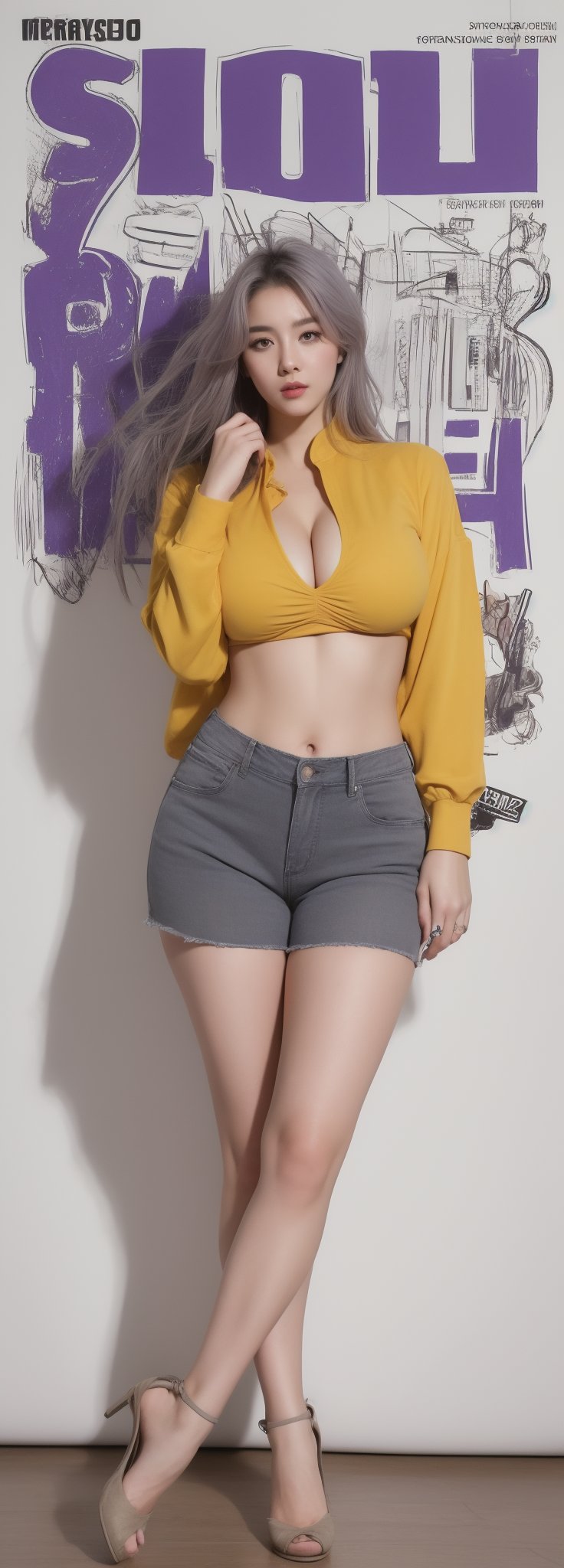 ((masterpiece,best quality)), high res, HD, illustration, solo female, random color, random pose, complex color,
perfect anatomy, comic style, oversize clothing ,Sexy Pose,perfect
,Korean,idol,Beauty,korean
((Mustard-purple-grey hairs))