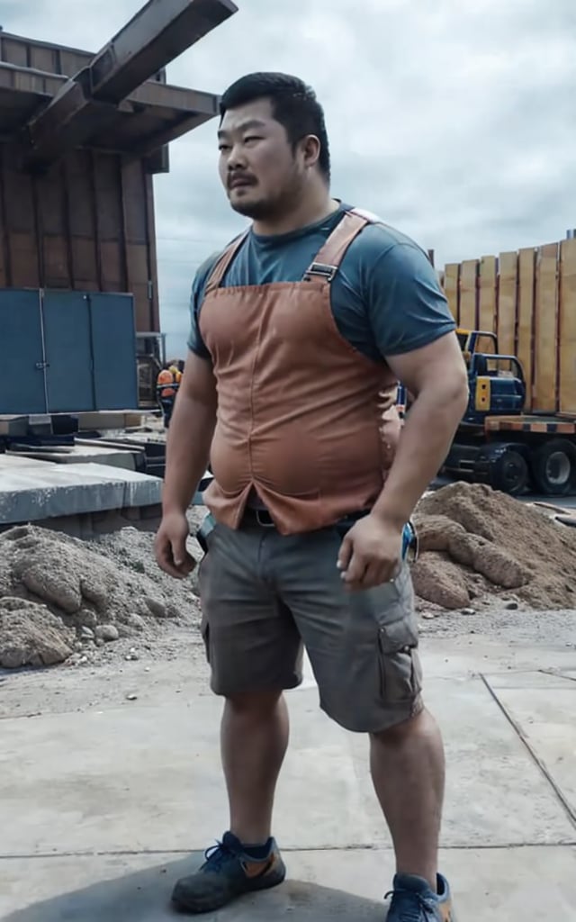 Wangyan,solo,construction worker,chubby