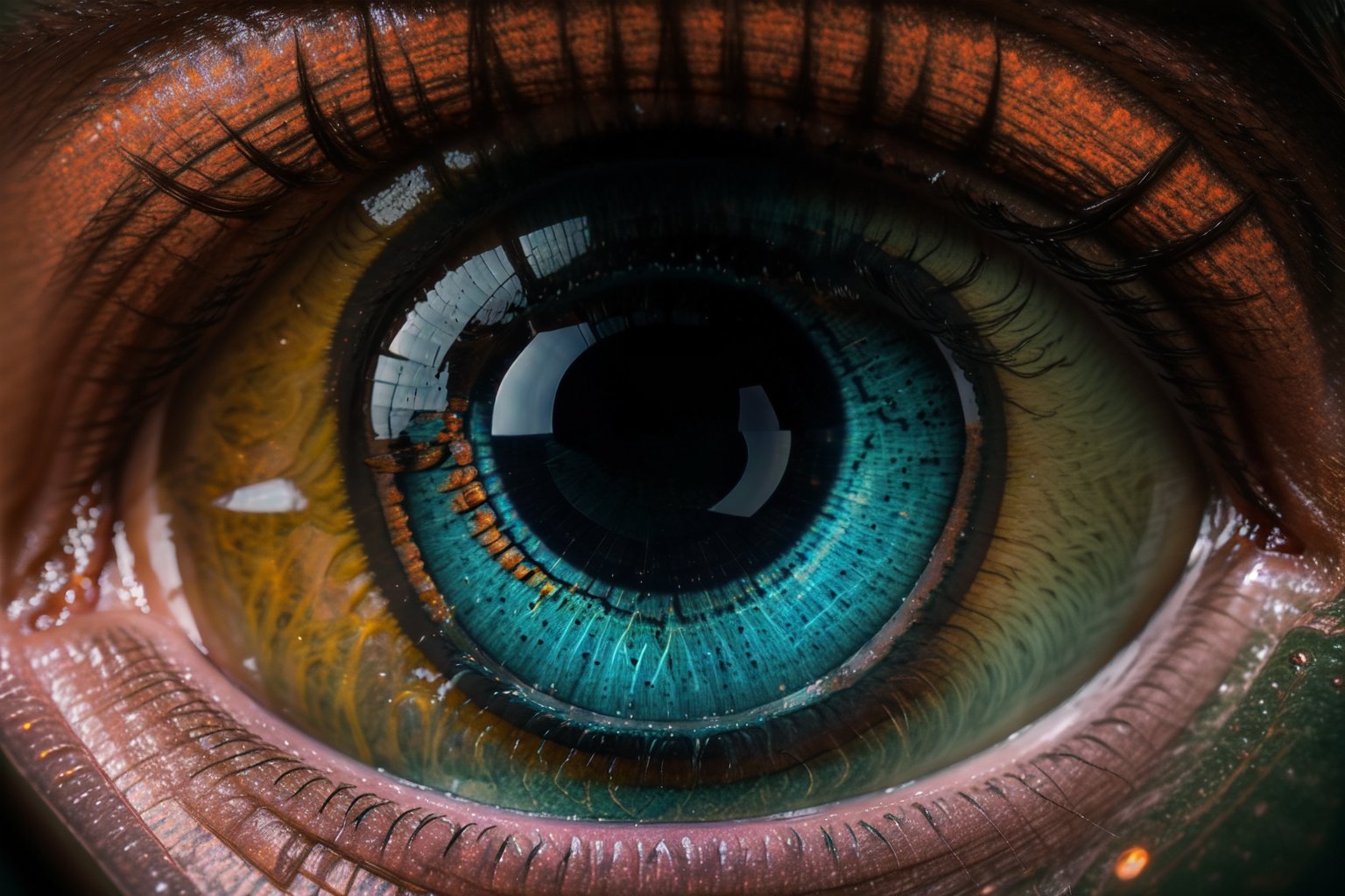 A breathtaking image of a human eyeball contained within a small glass box on a desk, closeup, macro, highly detailed, high quality surreal image, movie poster style,blue eyes