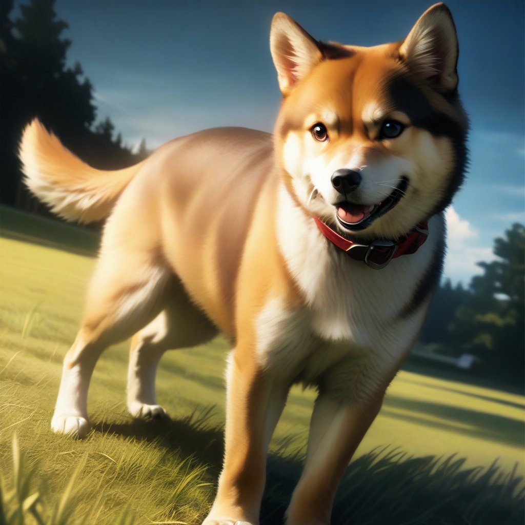 A little girl playing with a dog on the grass、A Shiba Inu,eine Katze,Cute little girl s,grassy fields,early evening、,Photorealsitic,the detail,Good quality,tmasterpiece,（Photorealsitic：1.4）,reality,offcial art,8K quality,Super detail,fine detail skin,Movie Angle,cinematic textures,Movie lighting,Masterpiece,Best picture quality