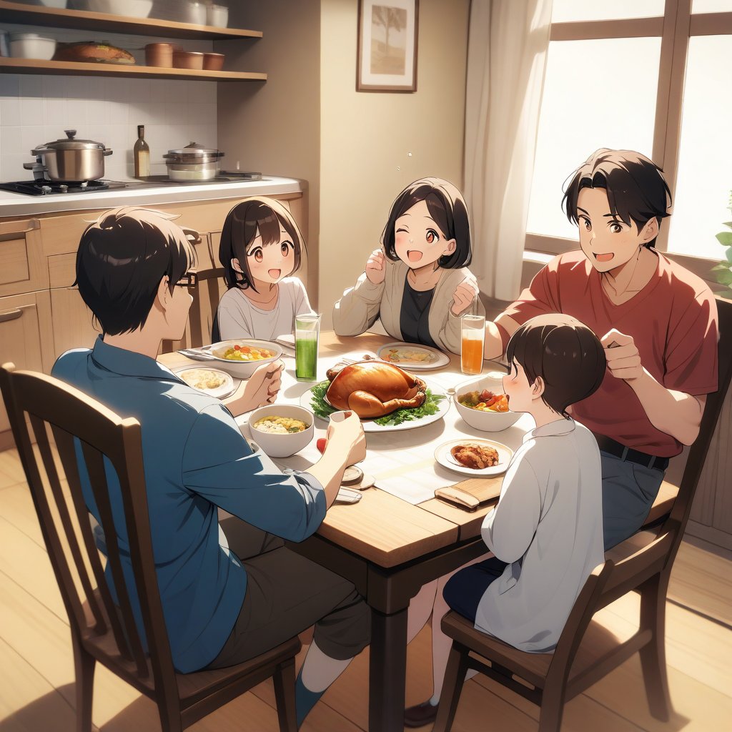 a happy family dinner