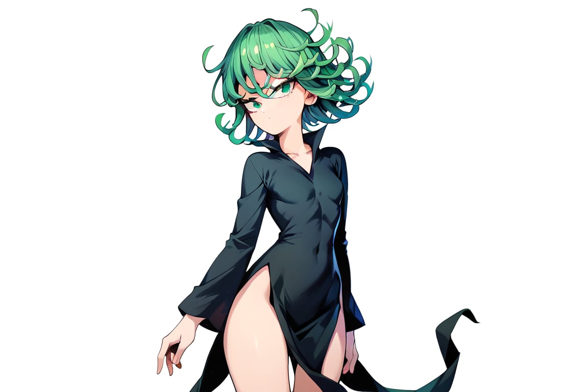 score_9,score_8_up,score_7_up,score_9,score_8_up,score_8,ultra detailed,beautiful face,highres BREAK ,Tatsumaki171,green eyes,green hair,black dress,short hair,tatsumaki,,long sleeves,cowboy shot,

 ,(( white background, blank background)),