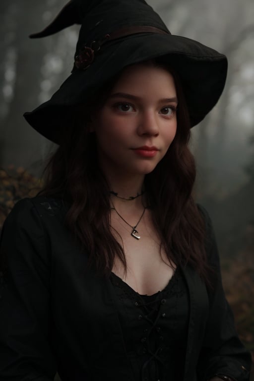 Realistic full body photo of Anya, realistic and detailed face, realistic and detailed eyes,dressed like a witch, cinematic style
