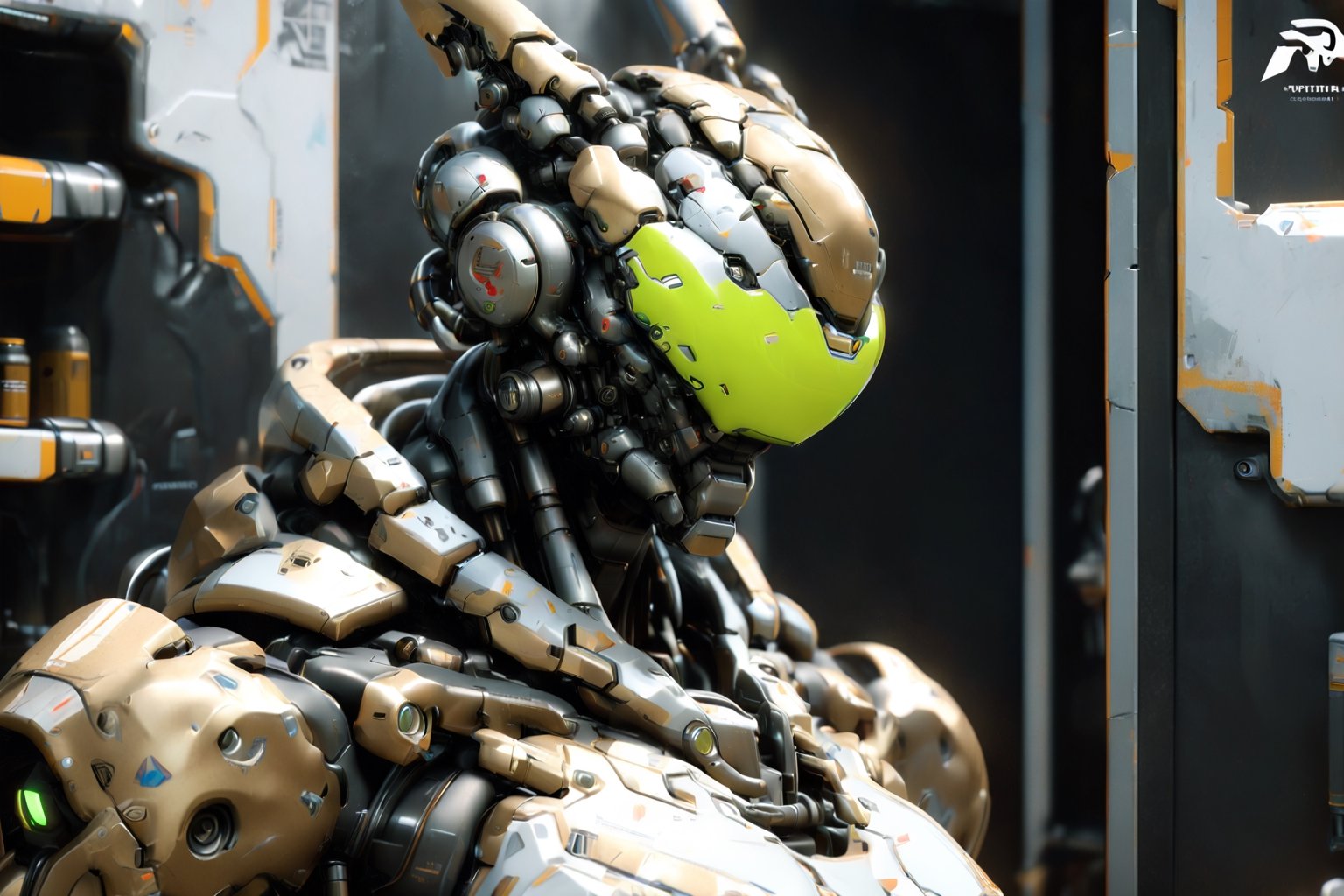 masterpiece, best quality, aesthetic, 
cyborg, solo, no humans, helmet, standing, portrait, close-up, tracing, nvidia rtx, super-resolution, unreal 5, subsurface scattering, pbr texturing, post-processing, anisotropic filtering, depth of field, maximum clarity and sharpness,