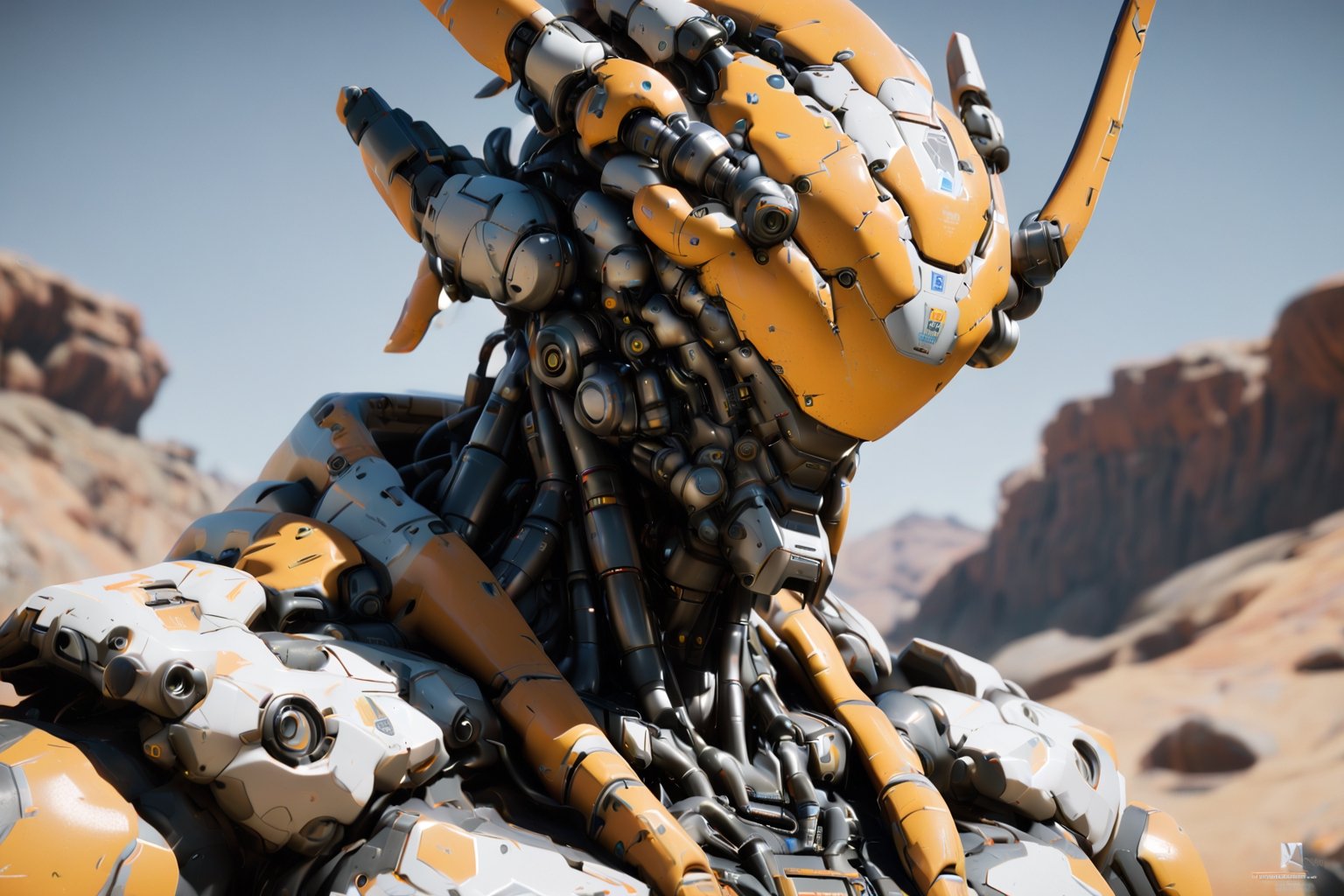 masterpiece, best quality, aesthetic, 
cyborg, solo, no humans, helmet, standing, portrait, close-up, tracing, nvidia rtx, super-resolution, unreal 5, subsurface scattering, pbr texturing, post-processing, anisotropic filtering, depth of field, maximum clarity and sharpness,