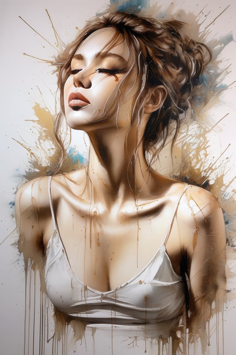 Best beautiful girl oil painting, fashion style, medium bust, full body, hyperrealism, short neck, sharp focus, highly detailed, intricate background, elegant, by Carne Griffiths, 8K UHD