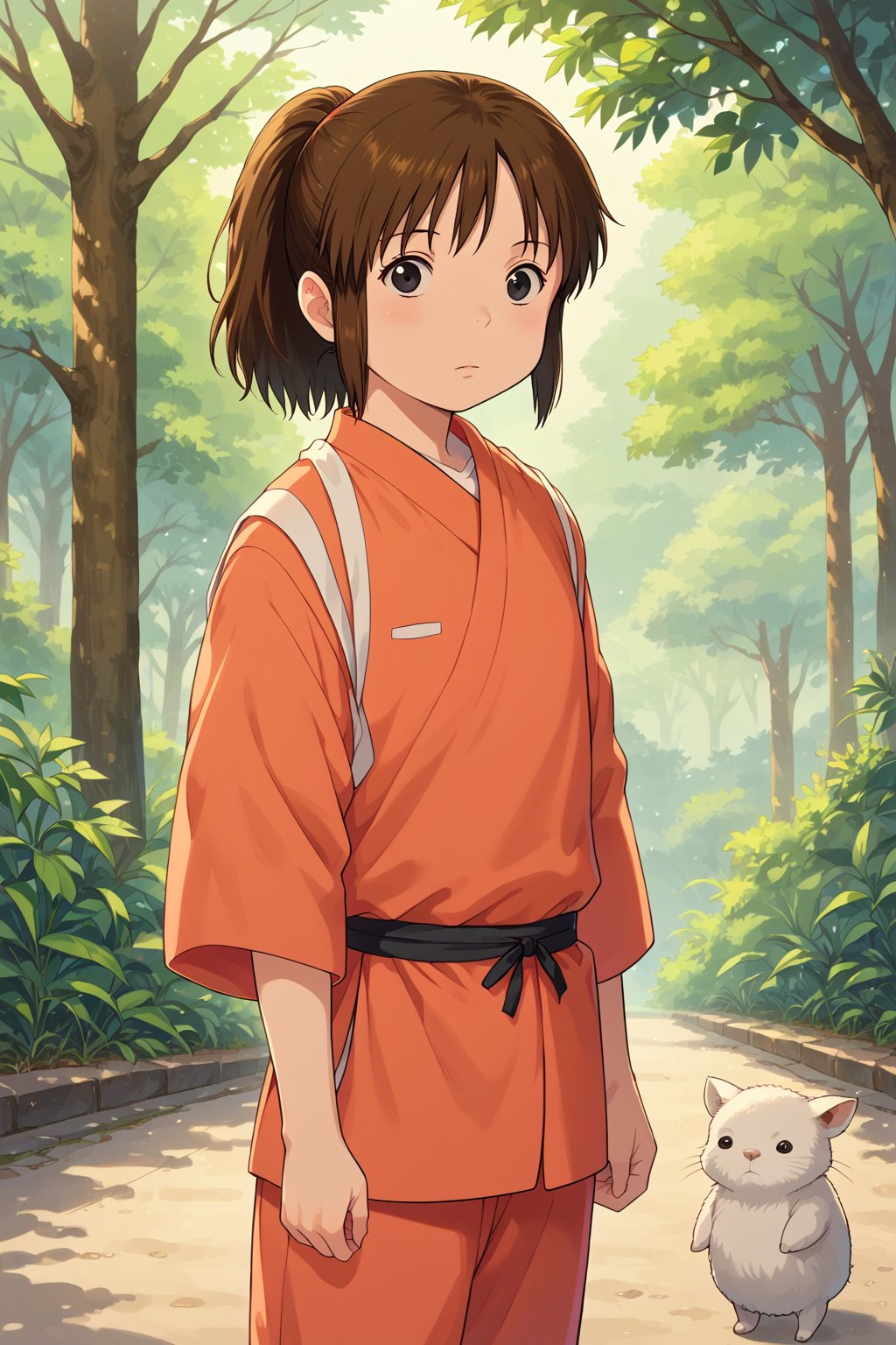  score_9, score_8_up, 1girl, 10 years old, infant body shape, flat chest, No public hair, masterpiece, studio ghibli,chihiro, brown hair, short hair, ponytail, black eyes, japanese clothing, ghibli style,

japanese ryokan, oke, working,