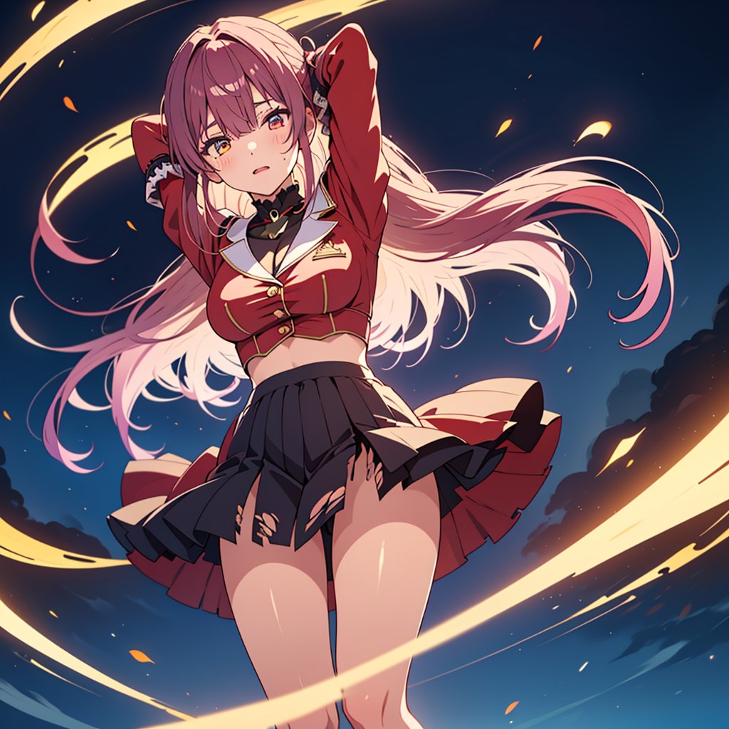 1girl,solo,best quality,highres,ultra-detailed,high_resolution,ultra-detailed,best quality, ultra realistic, 8k resolutions ,masterpiece, detailed eyes,Detailed Hair,long hair,glow_in_the_dark,
neon lights,torn clothes,floating hair,dynamic_pose,legs spread apart,,,low_angle,looking at viewer,
Sweaty,perspiring,marine_pirate,full body, crossed arms,((arms behind head)),Eye patch