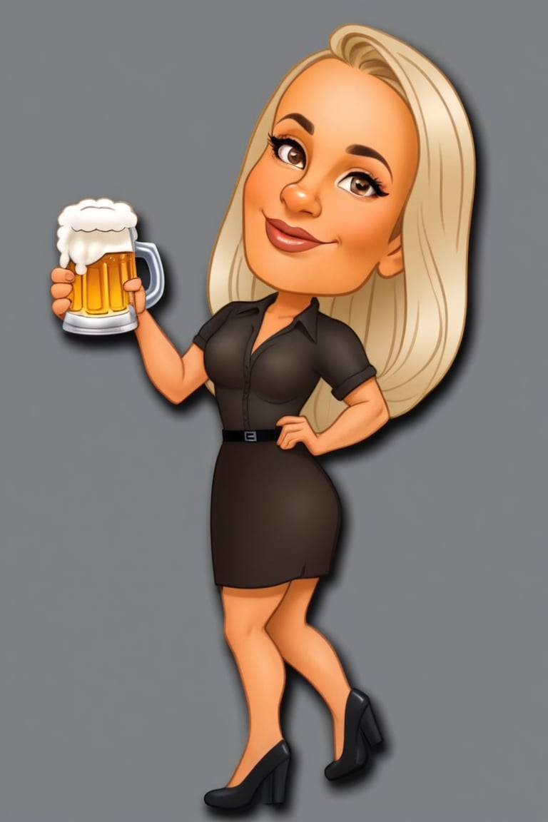 cartoon woman holding a beer mug and a glass of beer, in cartoon style, cartoon style, caricature illustration, cel shaded!!!, chibi, cartoon style illustration, cute woman, caricature, cartoon art style, holding a beer!!, shaded cel:15, cartoon, blonde, professional illustration, blonde women, blonde woman, 8k