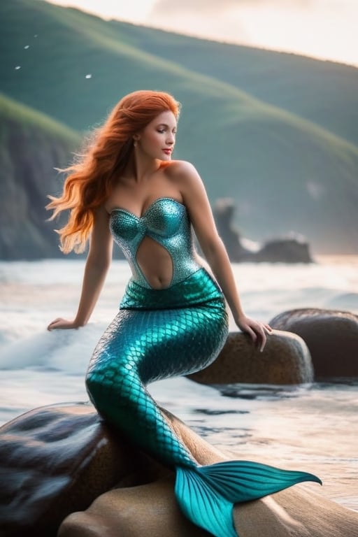 a mermaid on the rocks