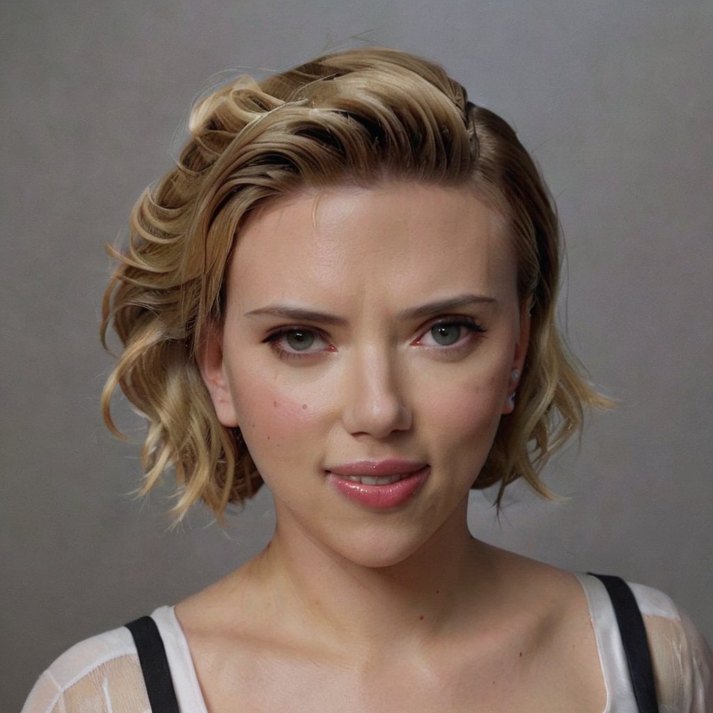 Scarlett Johansson, photorealistic, high-resolution, cinematic lighting.