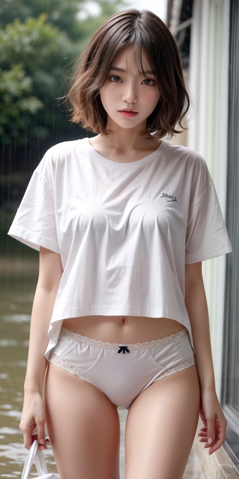 Mikas
A cute girl with a short bob who gets soaked in the heavy rain, her black underwear showing through her white T-shirt