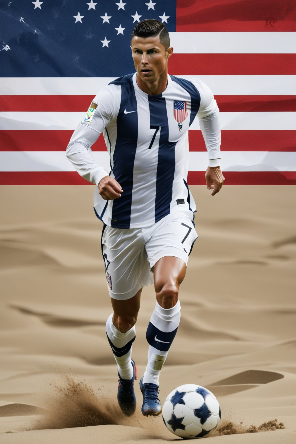 CR7, USA flag,ral-sand