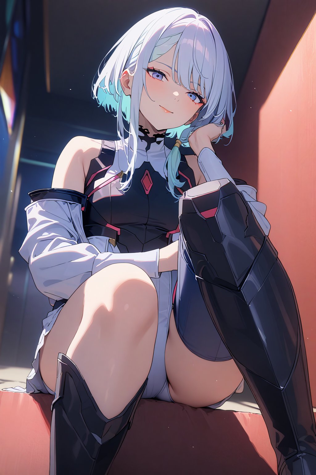 score_9, score_8_up, score_7_up, score_6_up, masterpiece, best quality, accurate anatomy, highres, absurdres, beautiful lighting,
1girl, lucy (cyberpunk), short hair, (full angle, soft smile, cyberpunk edgerunners, white hair, elaina \(majo no tabitabi\), cyberpunk 2077, dominant pose, stepping on the camera, gothic boots,lucy \(cyberpunk\)