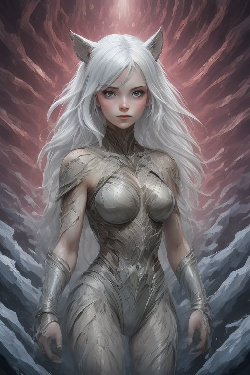 injured,torn_clothes,dirty,nine tails,superwoman,fox ears, silver hair,crystal and silver entanglement