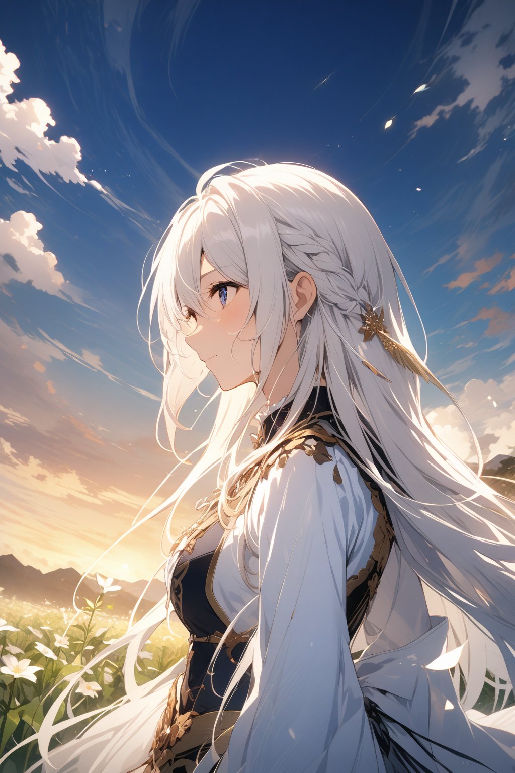 Cultivation World, female, white hair, white clothes