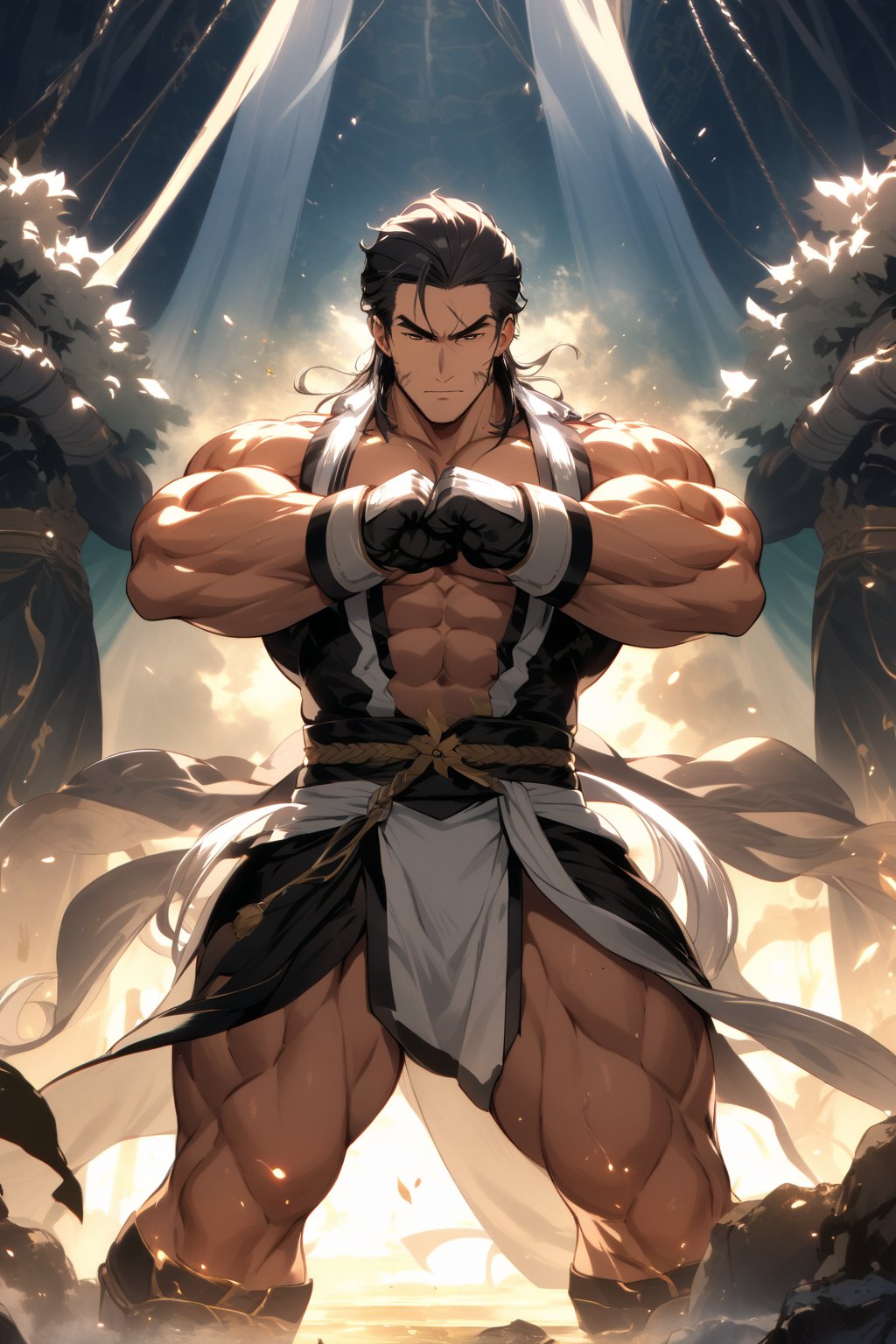 The world of cultivating immortals. Middle-aged uncle. Muscles. Short black hair. Pumping his fists.