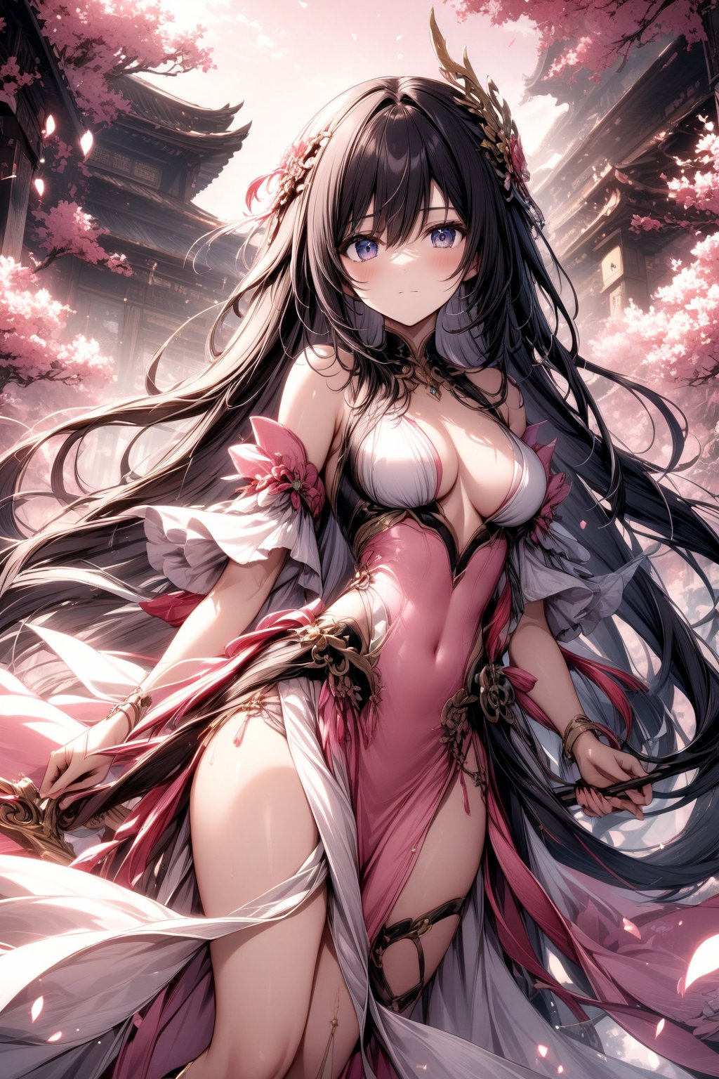 The world of cultivating immortals. female. Long black hair. pink and white clothes