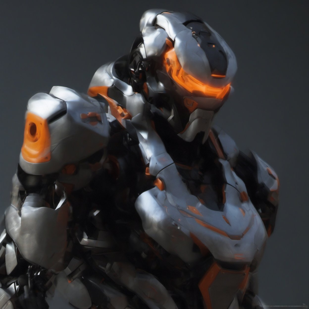 masterpiece, best quality,
robot, armor, solo, 1boy, helmet, upper body, looking at viewer, white background, science fiction, glowing, orange eyes, no humans, simple background, katana, glowing eyes, power armor, 