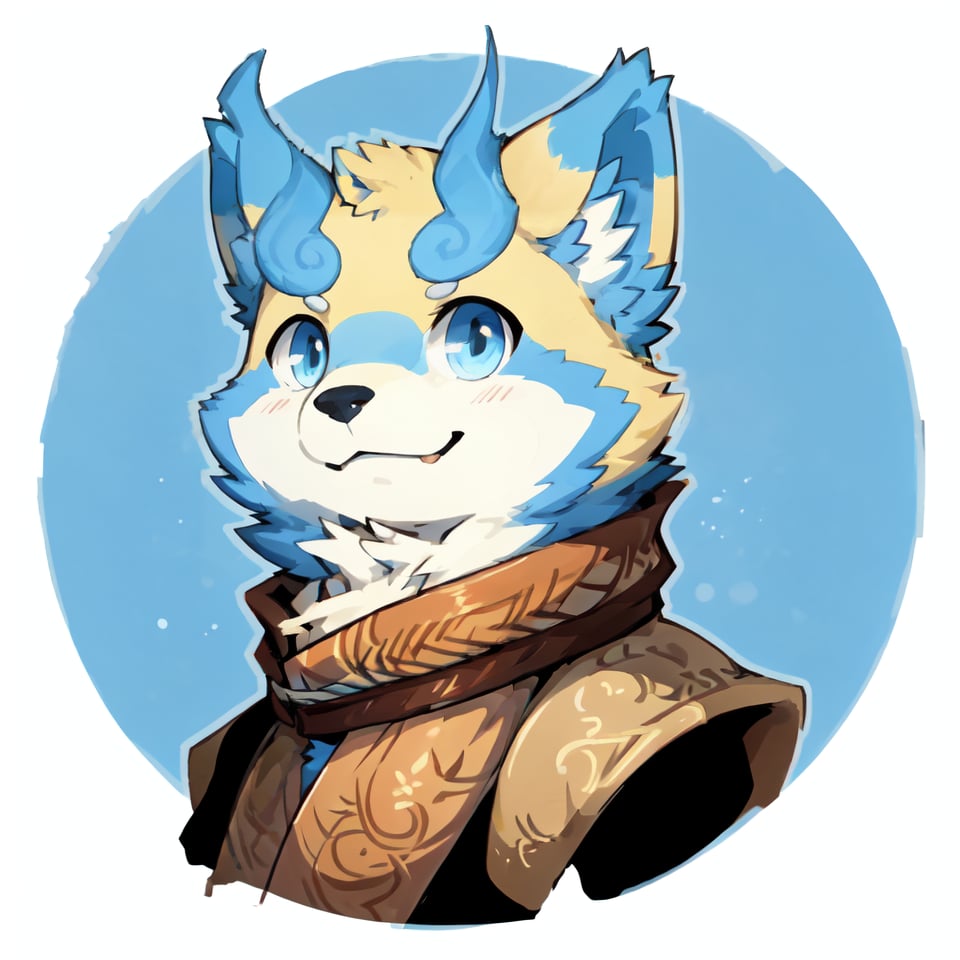 furry digital drawing, icon with this style, male,botailang,yellow fur