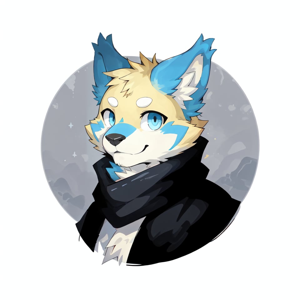 furry digital drawing, icon with this style, male,botailang,yellow fur