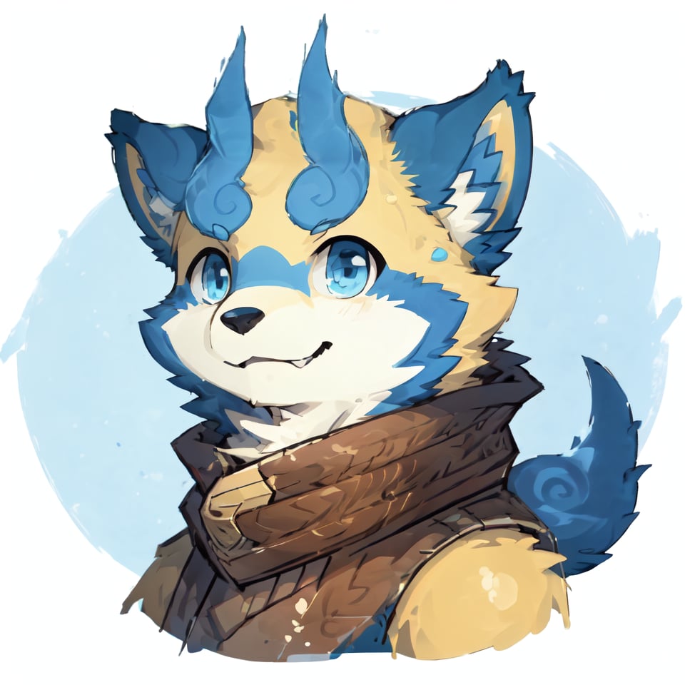 furry digital drawing, icon with this style, male,botailang,yellow fur