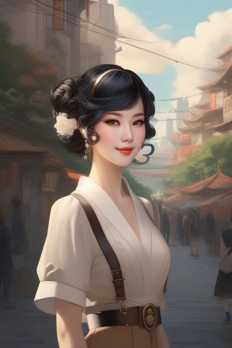 Indian Aunt in market with her stepson. 
70s' Kowloon city wall street  black short hair beauty girl, Japanese 5 feet 6inchs ears ring, jumping, magic hour, air-plane on the sky  perfect face, short smile, fantasy, intricate, elegant, highly detailed, digital painting, concept art, sharp focus, realistic, trending on artstation, ArtStation, digital painting, by artgerm and greg rutkowski and alphonse mucha
full body