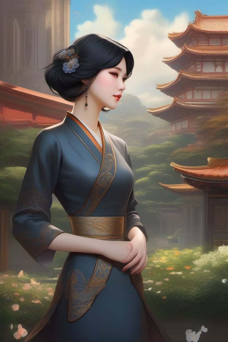 Indian Aunt in market with her stepson. 
70s' Kowloon city wall street  black short hair beauty girl, Japanese 5 feet 6inchs ears ring, jumping, magic hour, air-plane on the sky  perfect face, short smile, fantasy, intricate, elegant, highly detailed, digital painting, concept art, sharp focus, realistic, trending on artstation, ArtStation, digital painting, by artgerm and greg rutkowski and alphonse mucha
full body