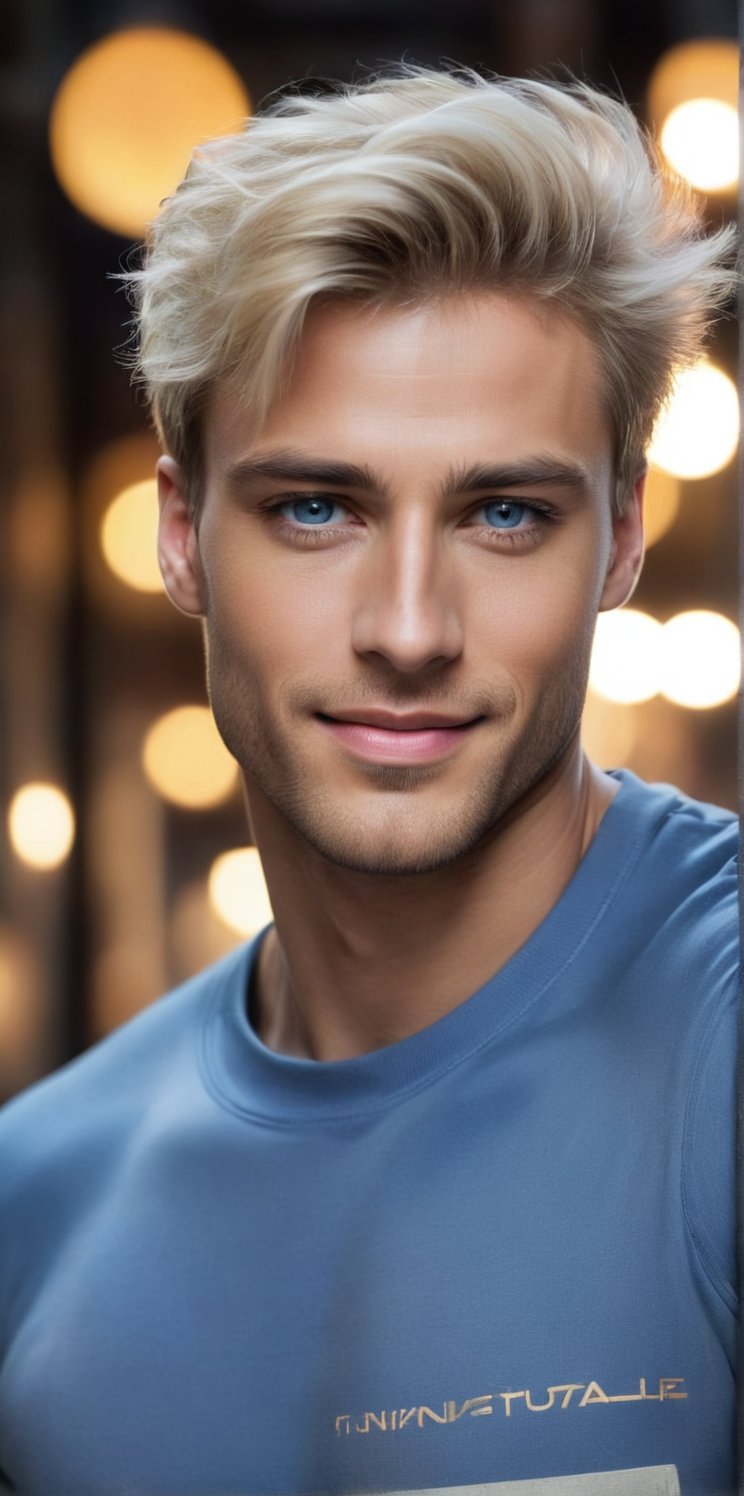 Imagine the following scenario:
A man with beautiful, bright blue eyes and long eyelashes. Full body shot. The short blond hair shines like silk when exposed to the light. A masterpiece; handsome with golden proportions of facial features, the man stood up. Industrial warehouse dark background with photoluminescence and neon lights. The background is blurred. 8K, all details are super detailed, super detailed,
Wear designer sweatshirts, athletic shorts, and sneakers. Neon clothing. Extremely perfect
This man is from Europe. 26 years old, fair skin, fashionable hair, hanging on the forehead, bangs, short hair, full pink lips, blush, head to body ratio: 1;9, Cannie, half of her body has abdominal muscles, very strong , dressed fashionably,
His expression is happy, he smiles, his posture is full of energy. His intuitive lens also allows viewers to strongly feel the joy. All over the body, hands twirling hair.
Perfect hand (detailed face, detailed skin texture), (realism), masterpiece: super high quality lighting for 1.2 movies, best quality, beautiful lighting, realistic and natural images, intricate details, everything In focus, perfect focus, photography, masterpiece, nuance, 8K, super sharp, premium detail. Superior, realistic, complex, perfect proportions, perfect hands, perfect feet. (Extremely detailed skin texture and pores)
Light and shadow, oil paintings and realistic designs. God’s perfect work.