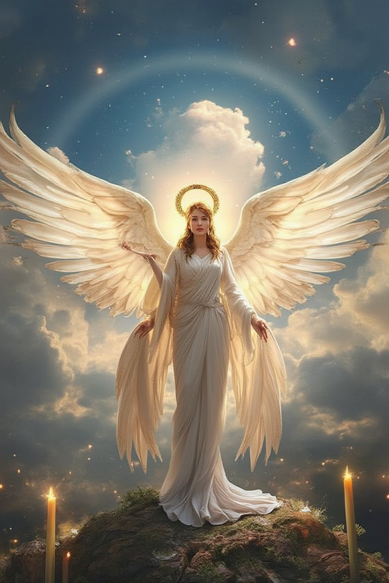 Best Quality, 128K, High Resolution, Masterpiece, Super Detailed, Real, anime style, official art. Seraphim, the highest-ranking angel in angel mythology, with six wings, always serving beside the Most High God. Regular meeting: Holy, holy speaking, showing respect for God. A masterpiece.