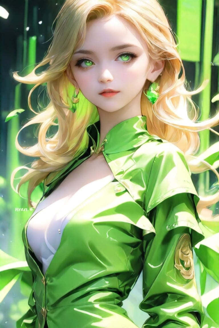 Score_9_up, score_8_up, score_7_up, 3D, beautiful Ukrainian beauty with blond hair, green emerald eyes, bright and moving face_viewer, full clothes, score_9_up, score_7_up, PVC, anime, anime style, color ink art style