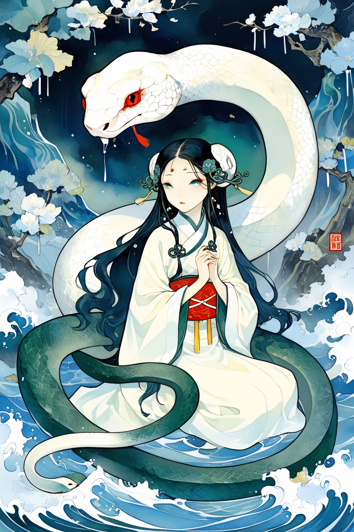 (((One of the four major Chinese folk tales))) A girl wearing white clothes from the Han Dynasty was transformed into a thousand-year-old white snake. On a rainy day, she met a man from the ancient Chinese Song Dynasty. The scholar who sells medicine is named Xu Xian. He is fair, elegant and handsome, a white snake fairy. She fell in love with Xu Xian, so she used fairy magic to transform herself into a human being. She approached Xu Xian and married him. Although the white female snake fairy did not harm anyone, because humans and monsters cannot fall in love, an eminent monk Fahai persuaded her, but she refused, and the monk kidnapped Xu Xian. The white snake fought with the monk, causing a flood and drowning many people, so the monk used the method The weapon restrains the White Snake Immortal.
The scene of the two sides on the sea is in turbulent waves, which makes the whole scene very scary. masterpiece. He has performed in film and television productions. Drama title: The Legend of White Snake. Later story: Later, there was a legend: White Snake also had a friend among the snake immortals, Green Snake: Xiaoqing, who was also the green snake spirit for hundreds of years.
{{{The picture shows: White snake and green snake intertwining and playing. }}}
.