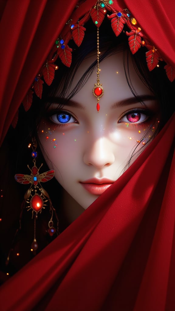 1girl, solo, long hair, looking at the audience, blue hair, hair accessories, blue eyes (three light spots with lights), jewelry, smile, earrings, moles, lips, eyelashes, makeup, bugs, curtains, gems, butterfly,portrait,blue lips,blue theme,Midjourney_Whisper,by adrr-zllj,landscape,Made of adrr-zllj