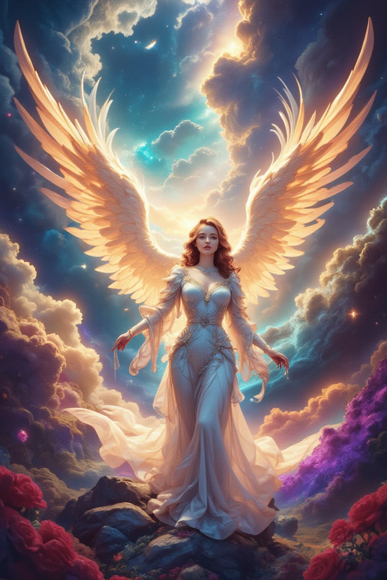 Best quality, 128K, high resolution, masterpiece:1.2, super detailed, (real:1.37), Seraphim, the highest-ranking angel in angel mythology with six wings, serving beside the Most High God, regularly speaking Holy, holy to show respect for God. Anime style, official art, a masterpiece.