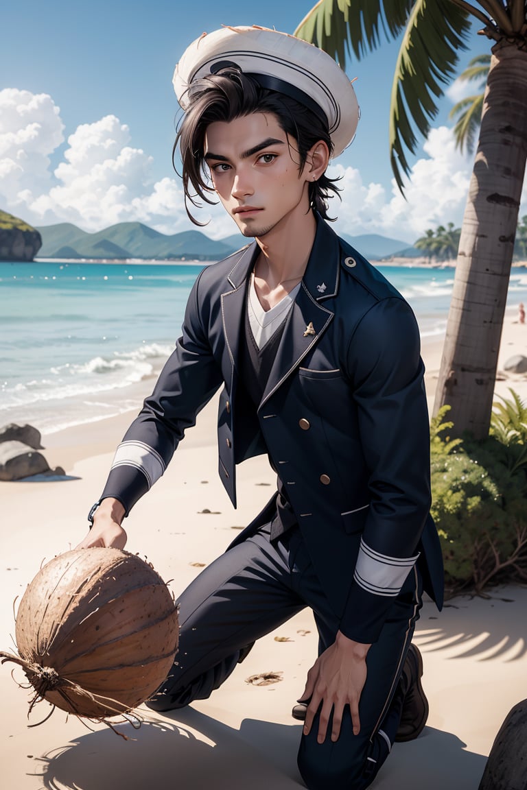 a coconut avatar wearing sailors suit 