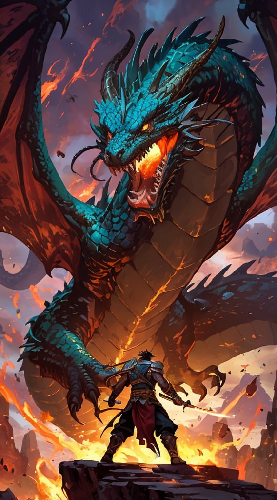 The battle between man and dragon