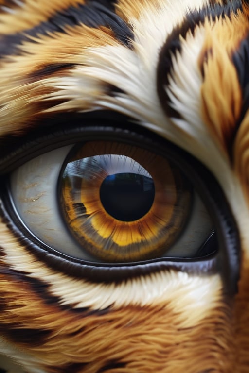 Super Close-up on an tiger's Eye.
The eyeball occupies about 70% of the image
Best quality, highly detailed, highly complex, highly ornate image, hyper-realistic 3D rendering and stunning 4K illustration., photo, 3d render, cinematic, portrait photography, vibrant