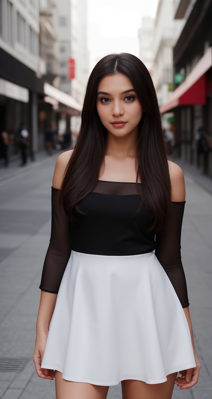 a  beautiful   girl WEAR black pretty dress AND   AI celebrity pose  LOOK and giving a  NEAR  CAMERA  different UNIQUE hot
   POSE and lighting street
  background  and an ai inlfuencer and a colorful LONG hair and pretty face and eyes pretty .8K CLEAR,HIGH RESOLUTION CANON CAMERA IMAGE 